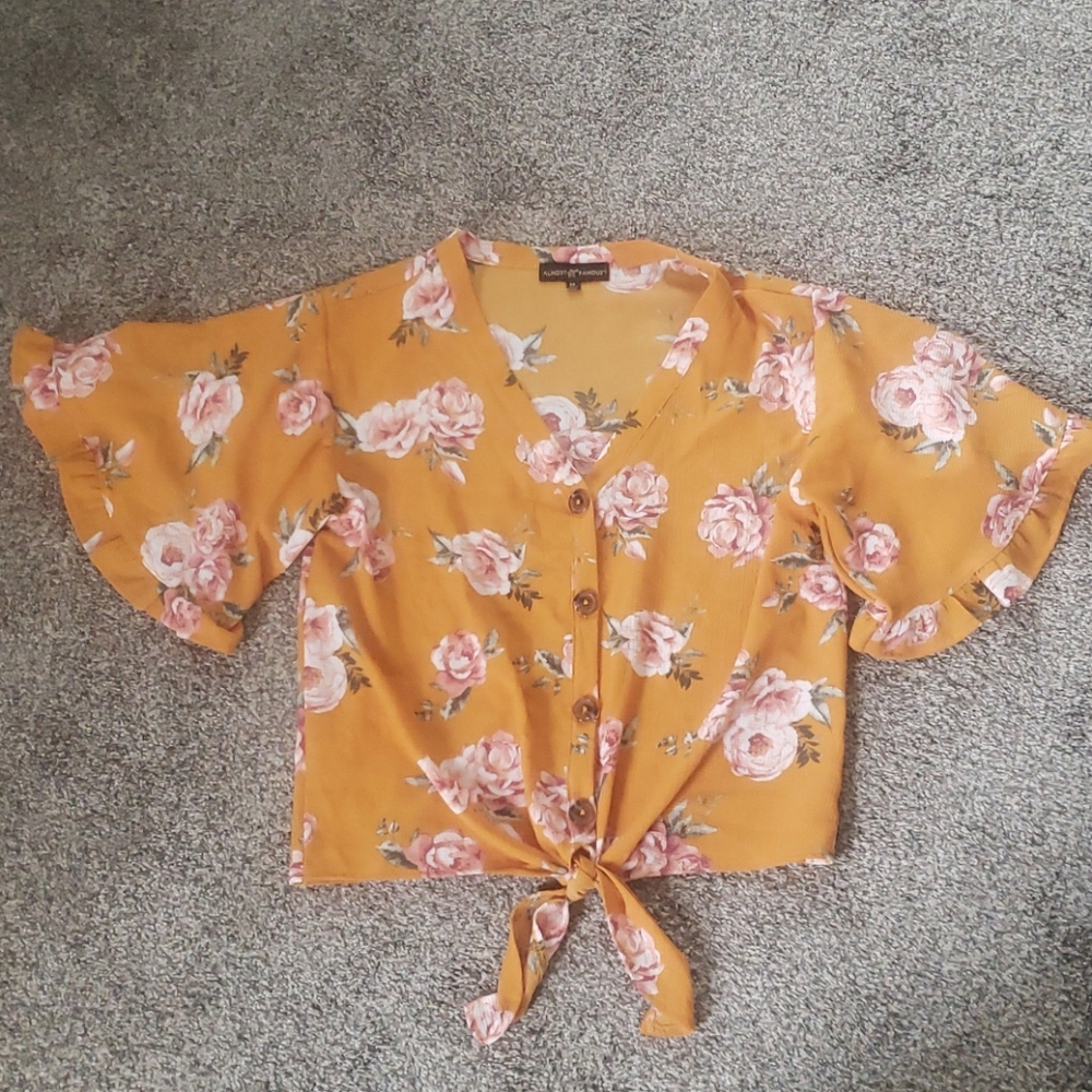 Ruffle bell sleeve blouse